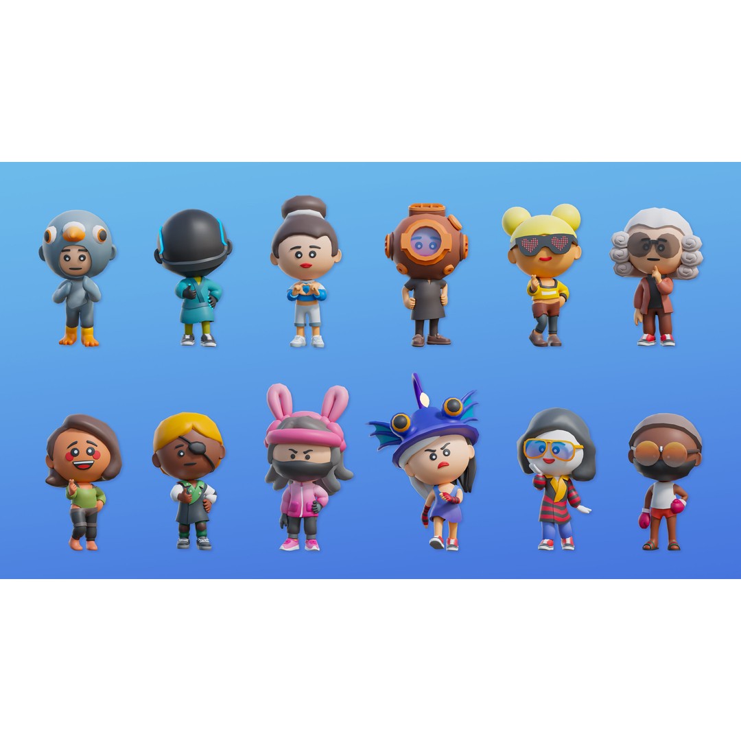 Cute Characters 3D Model – Low Poly Customizable Game Asset, FBX, PBR - View 12