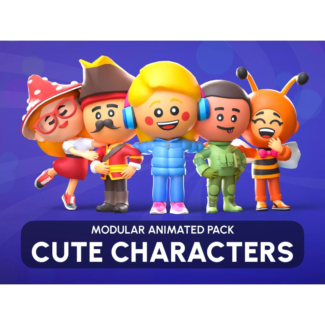 Cute Characters 3D Model – Low Poly Customizable Game Asset, FBX, PBR - View 2