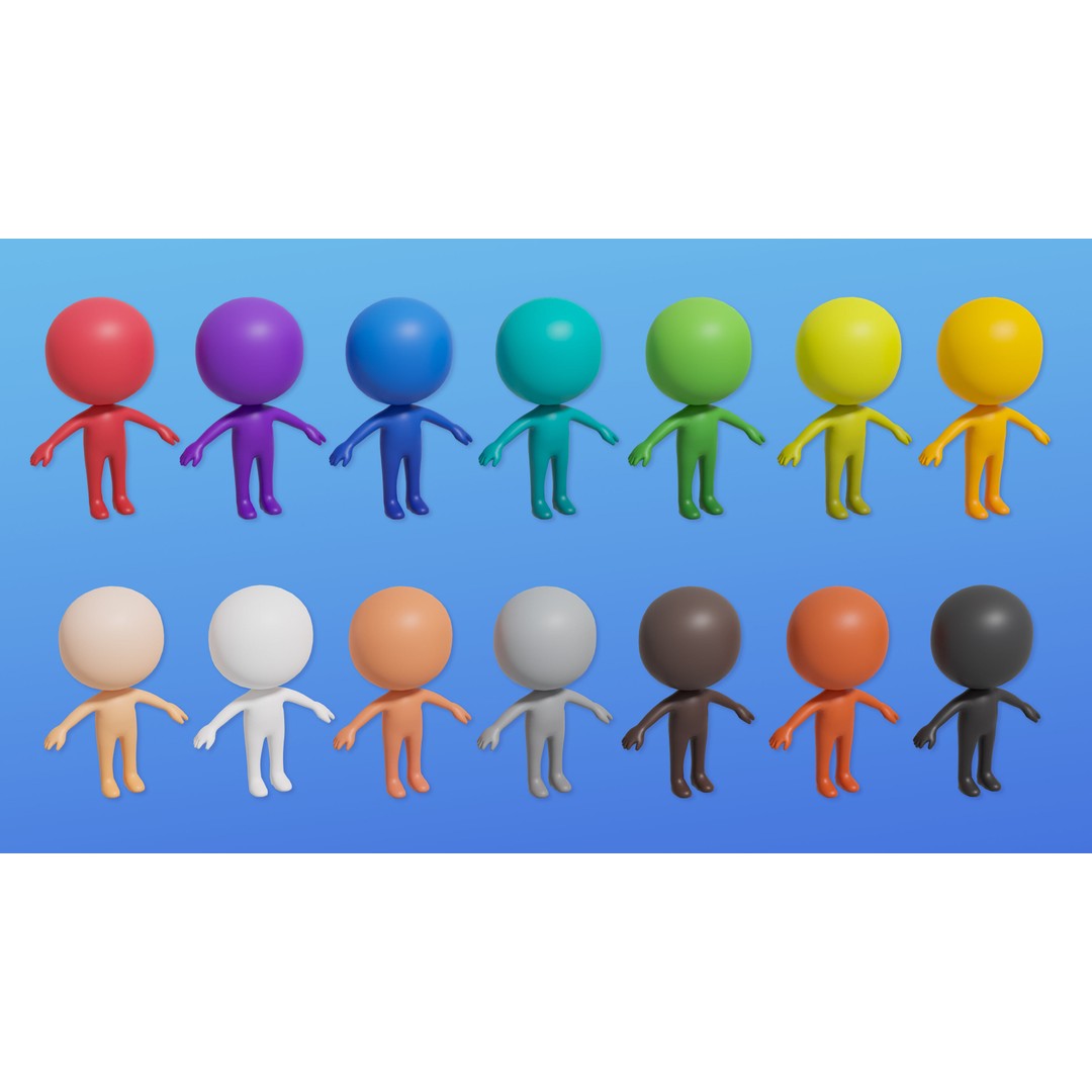 Cute Characters 3D Model – Low Poly Customizable Game Asset, FBX, PBR - View 24