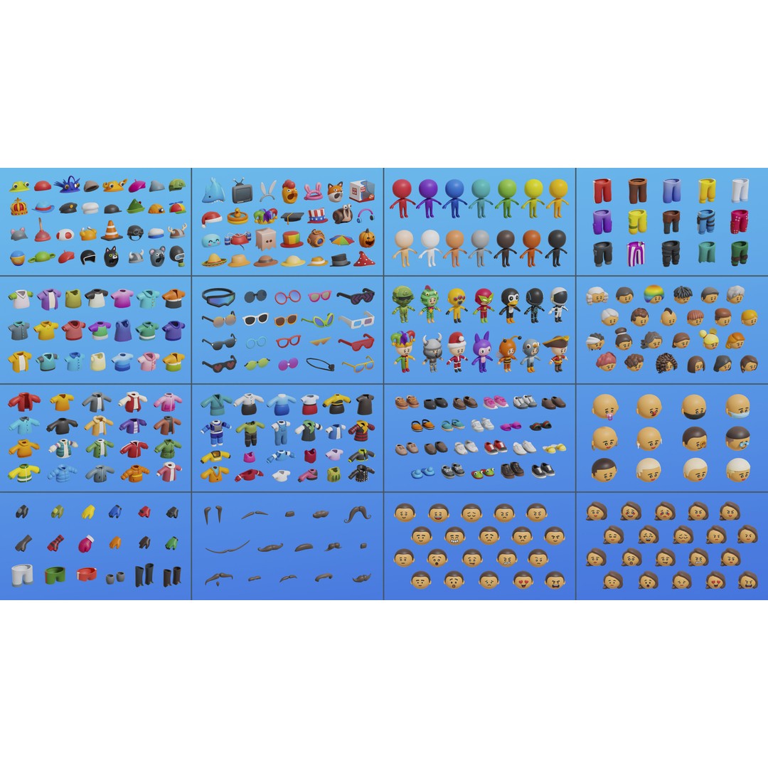 Cute Characters 3D Model – Low Poly Customizable Game Asset, FBX, PBR - View 4