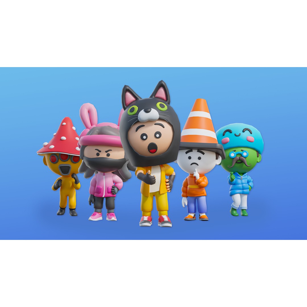 Cute Characters 3D Model – Low Poly Customizable Game Asset, FBX, PBR - View 9