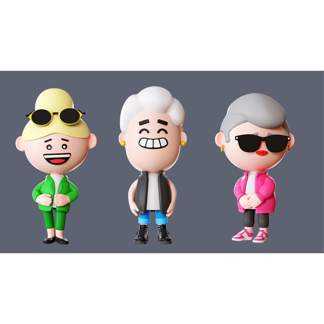 Cute Characters 3D Model – Low Poly Rigged Pack with Animations, FBX - View 12