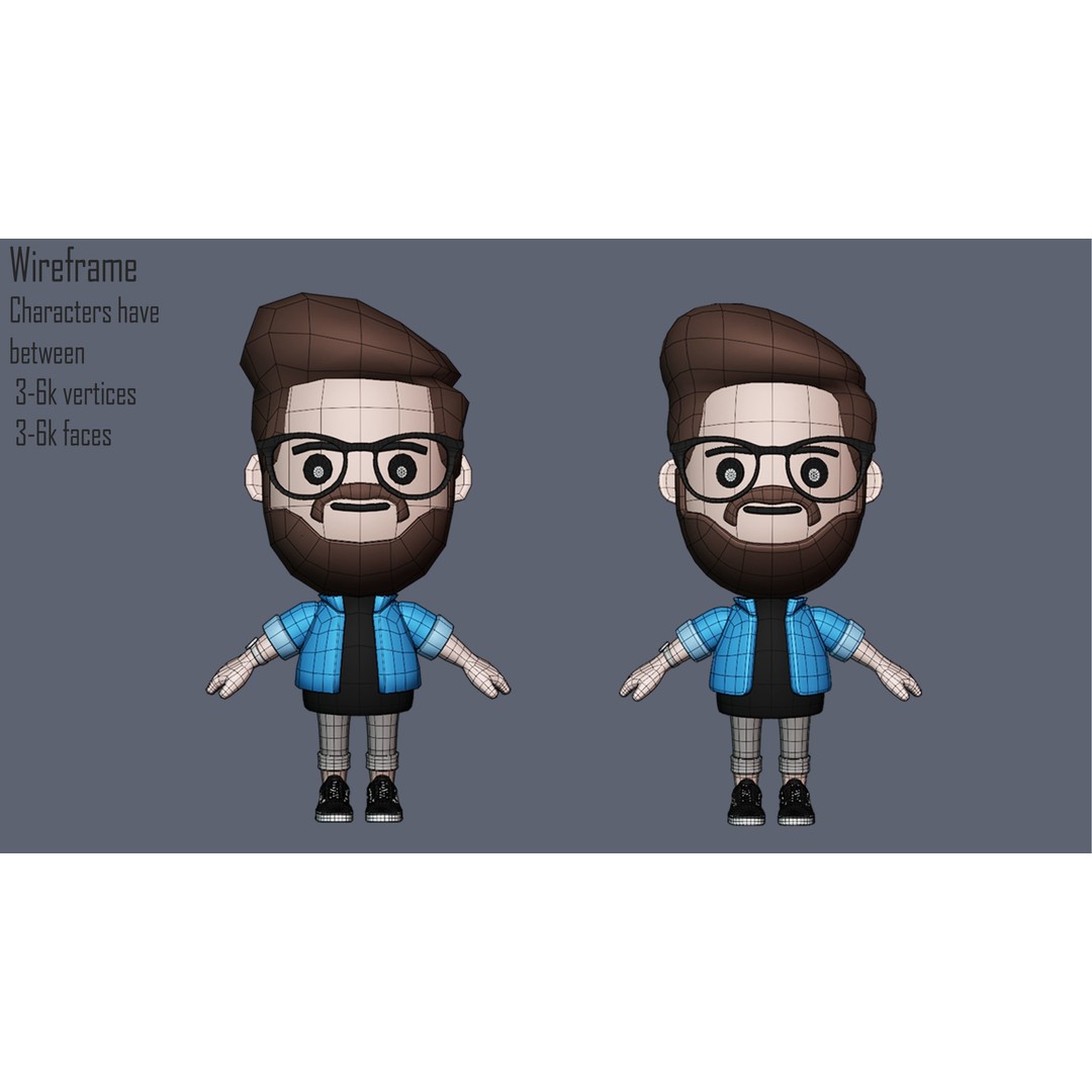 Cute Characters 3D Model – Low Poly Rigged Pack with Animations, FBX - View 17