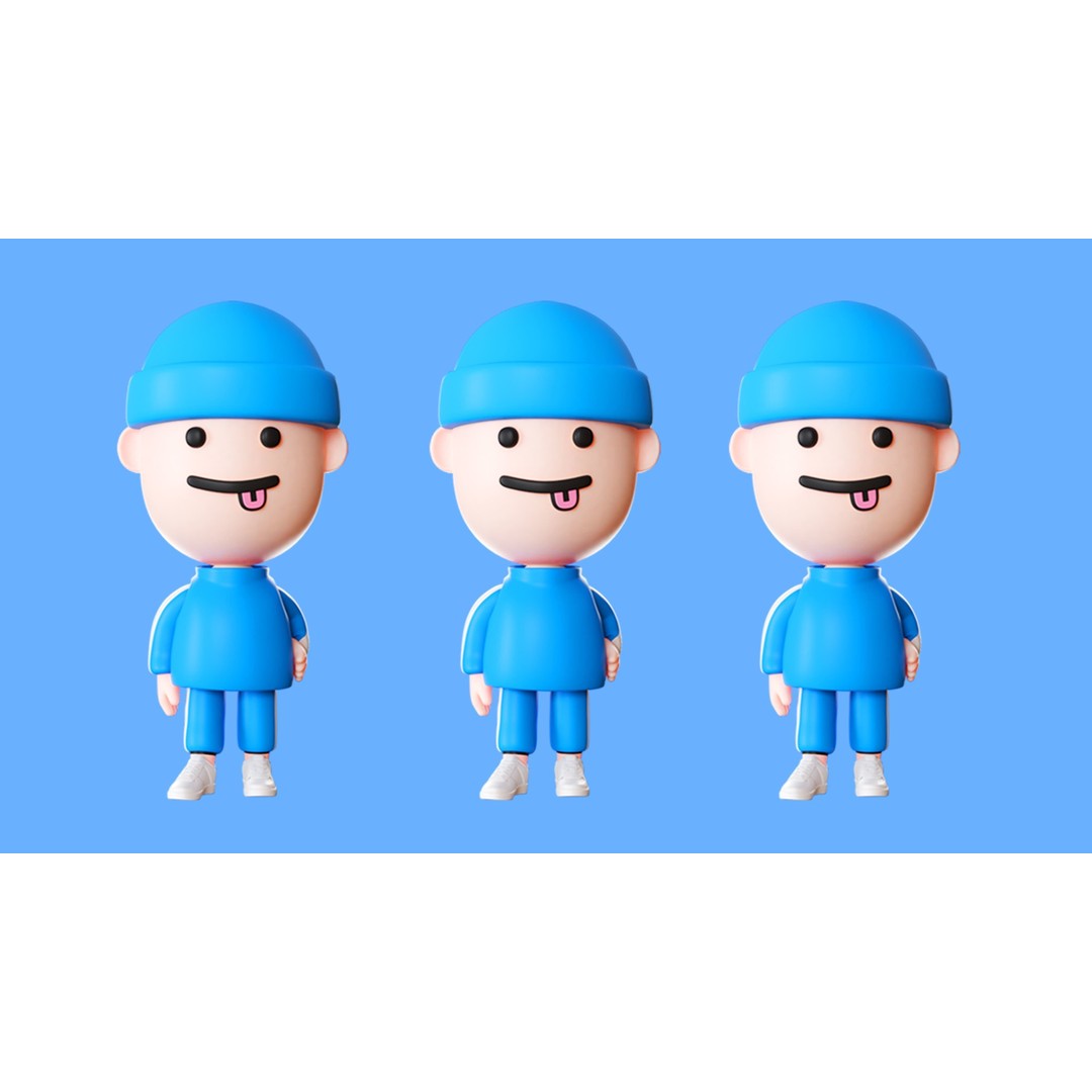 Cute Characters 3D Model – Low Poly Rigged Pack with Animations, FBX - View 22