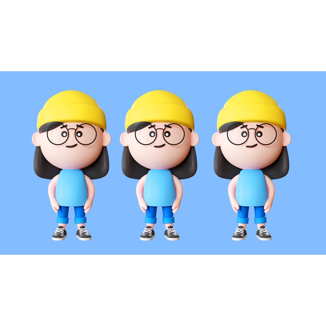 Cute Characters 3D Model – Low Poly Rigged Pack with Animations, FBX - View 27