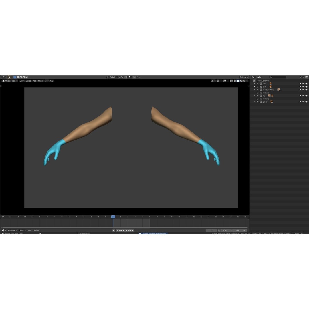 Gloved Medical Hand 3D Model – Low Poly Rigged Character, FBX - View 18