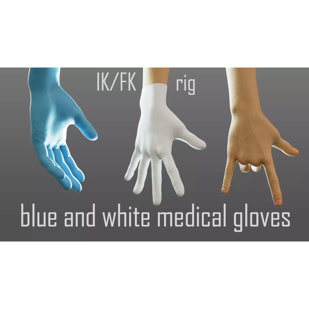 Gloved Medical Hand 3D Model – Low Poly Rigged Character, FBX - View 2