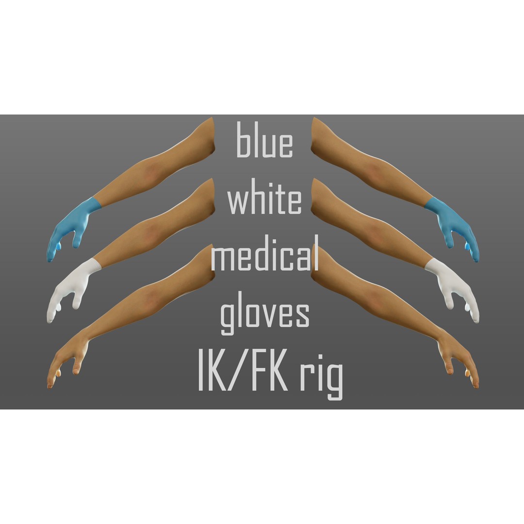Gloved Medical Hand 3D Model – Low Poly Rigged Character, FBX - View 3