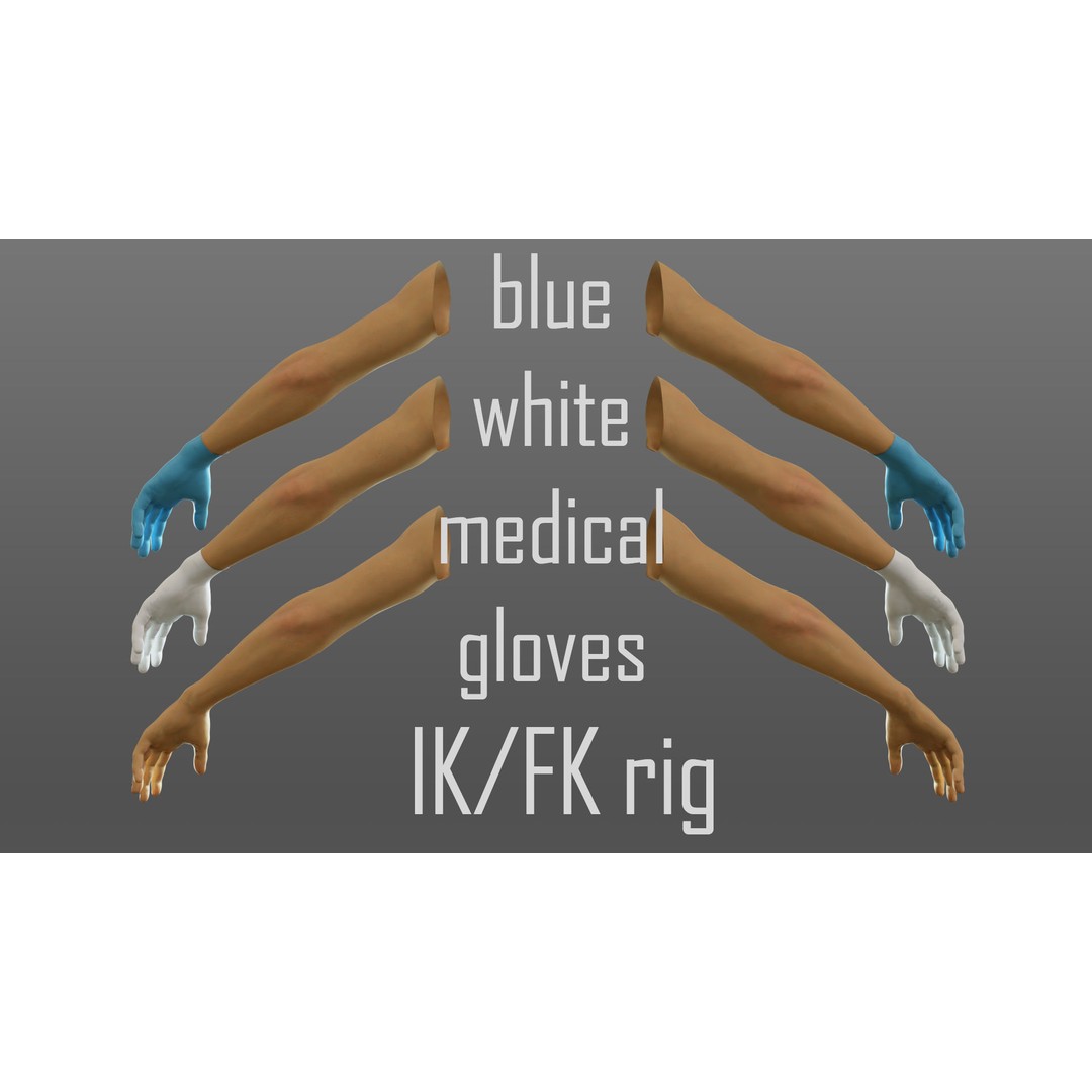 Gloved Medical Hand 3D Model – Low Poly Rigged Character, FBX - View 7