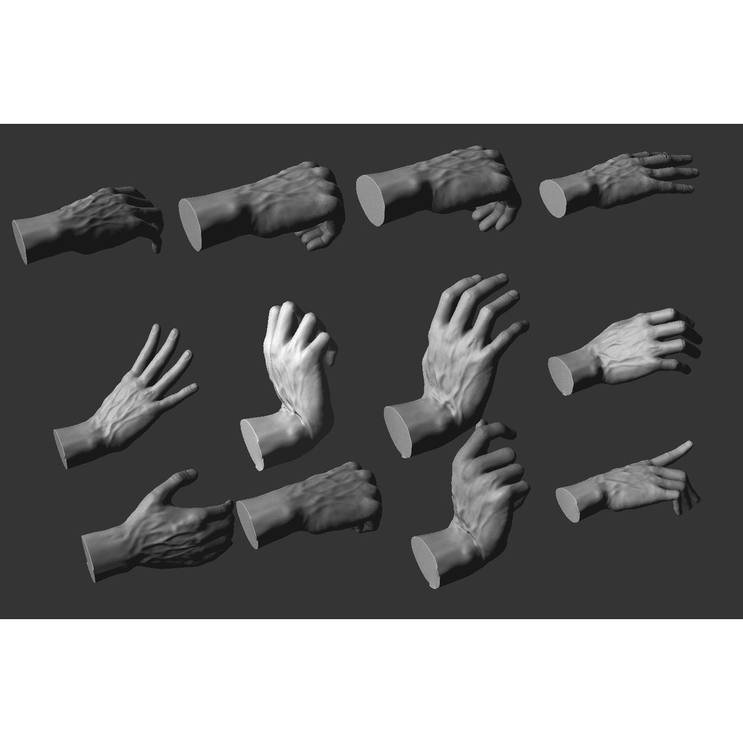 Male Hands 3D Model – Realistic Anatomical Poses, OBJ & ZTL Formats - View 4