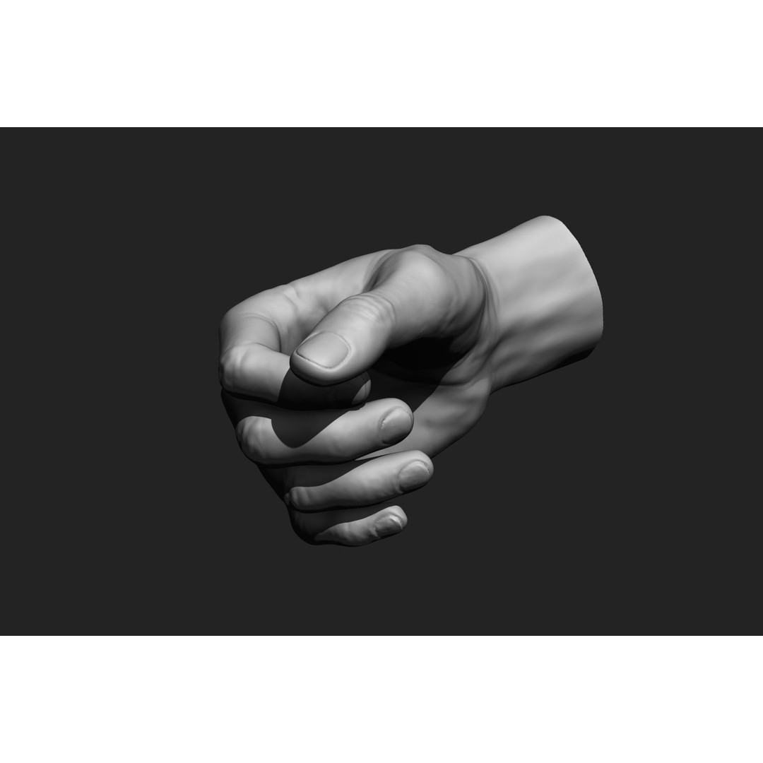 Male Hands 3D Model – Realistic Anatomical Poses, OBJ & ZTL Formats - View 5