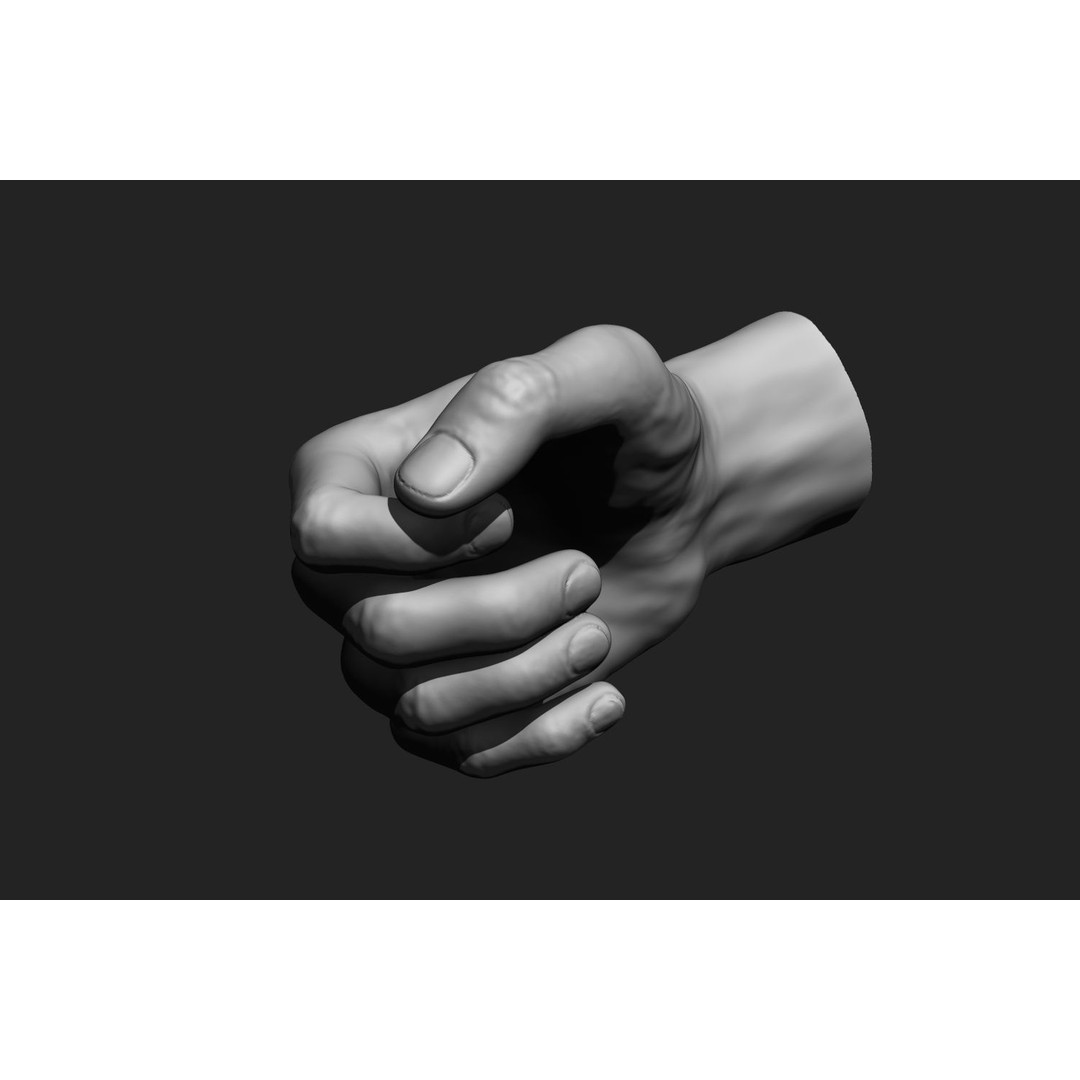 Male Hands 3D Model – Realistic Anatomical Poses, OBJ & ZTL Formats - View 7