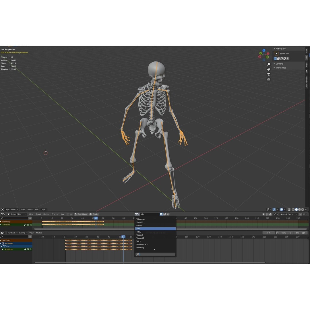 Human Skeleton 3D Model – Low Poly Game Asset, Rigged with PBR Textures - View 16