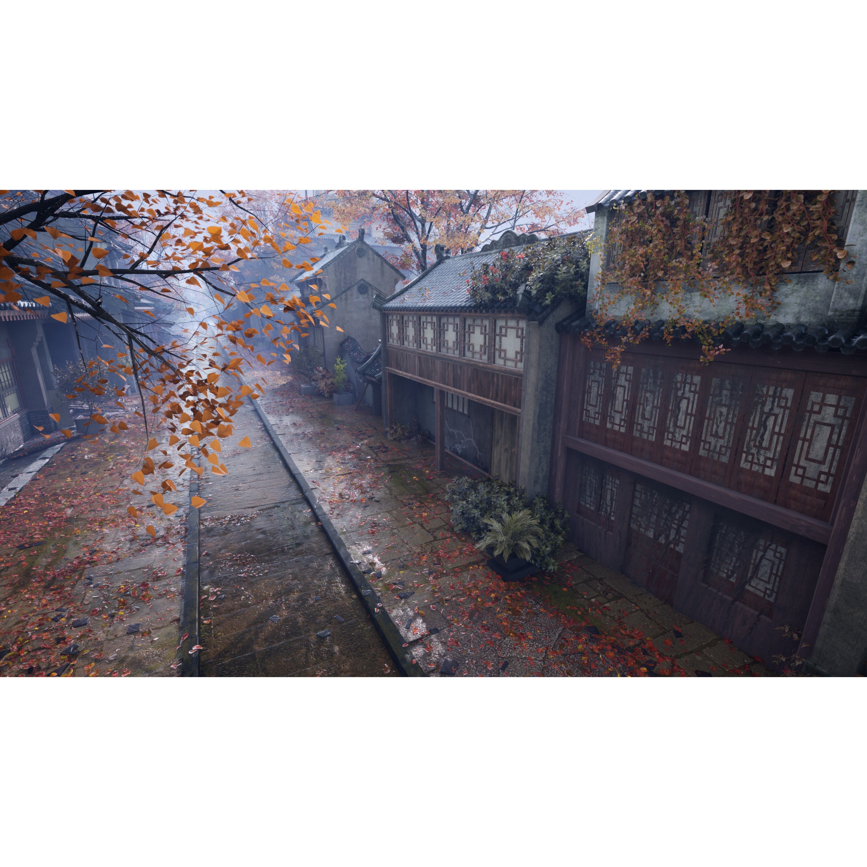 Asian Ancient Architecture Street - Low-Poly Game-Ready 3D Model - View 4