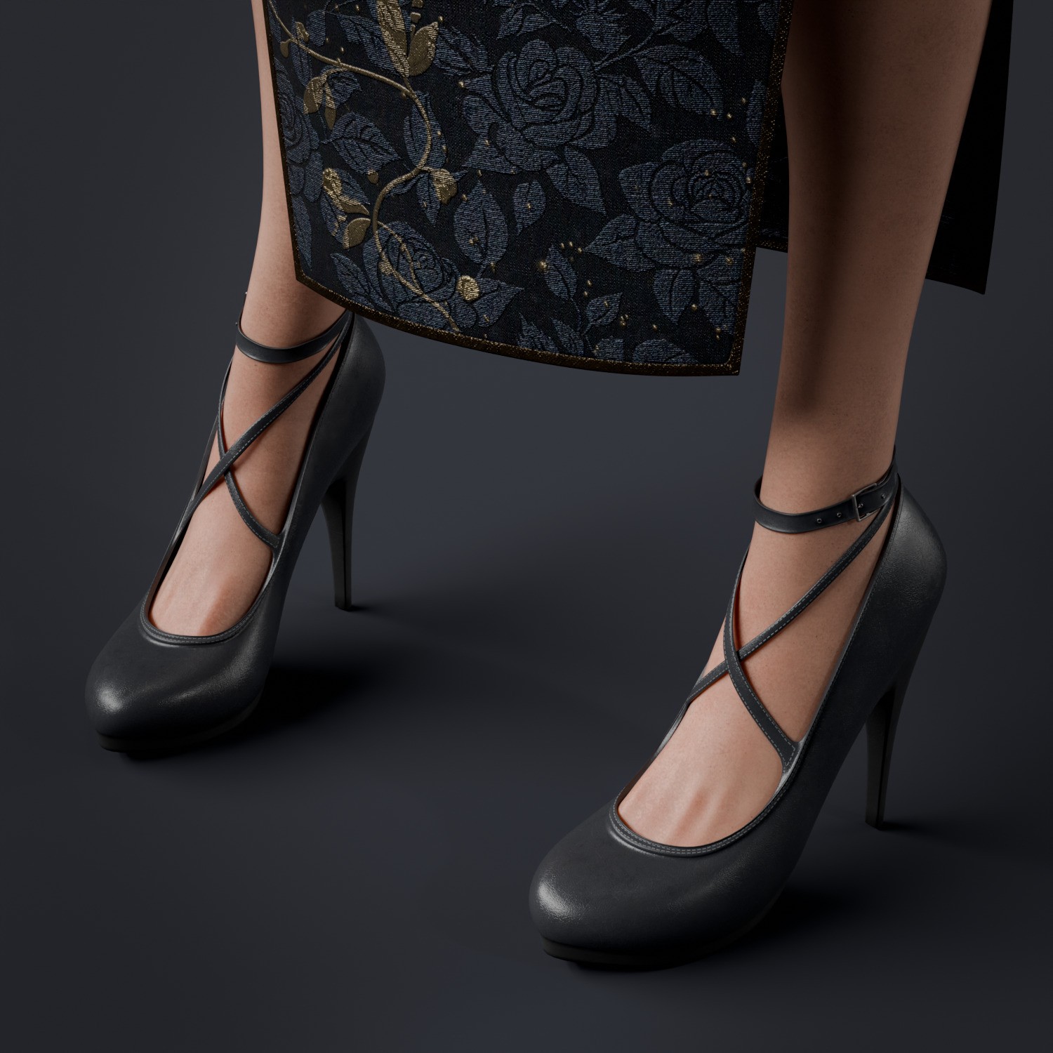 Realistic Dress Girl - Rigged Game-Ready 3D Model - View 10