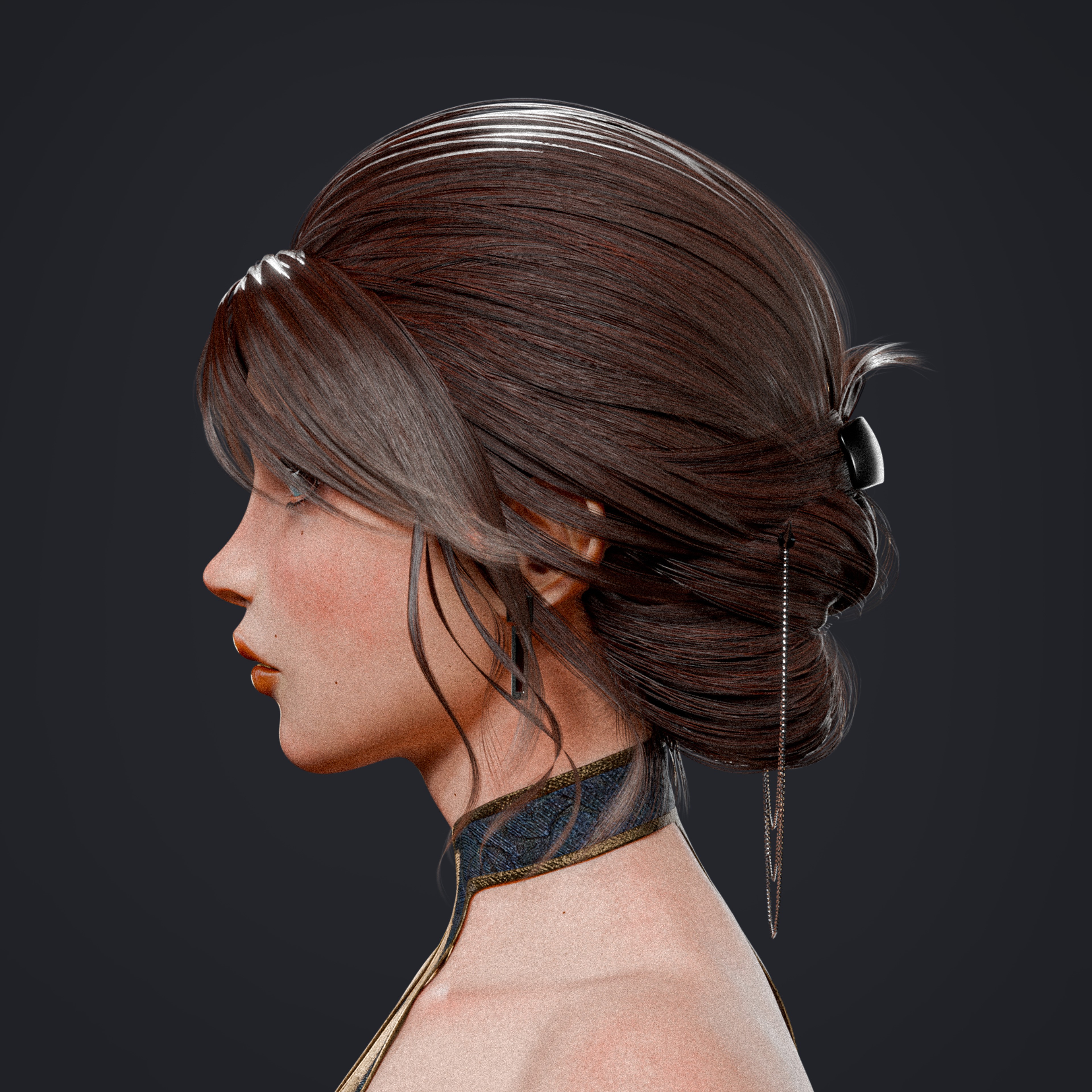 Realistic Dress Girl - Rigged Game-Ready 3D Model - View 20