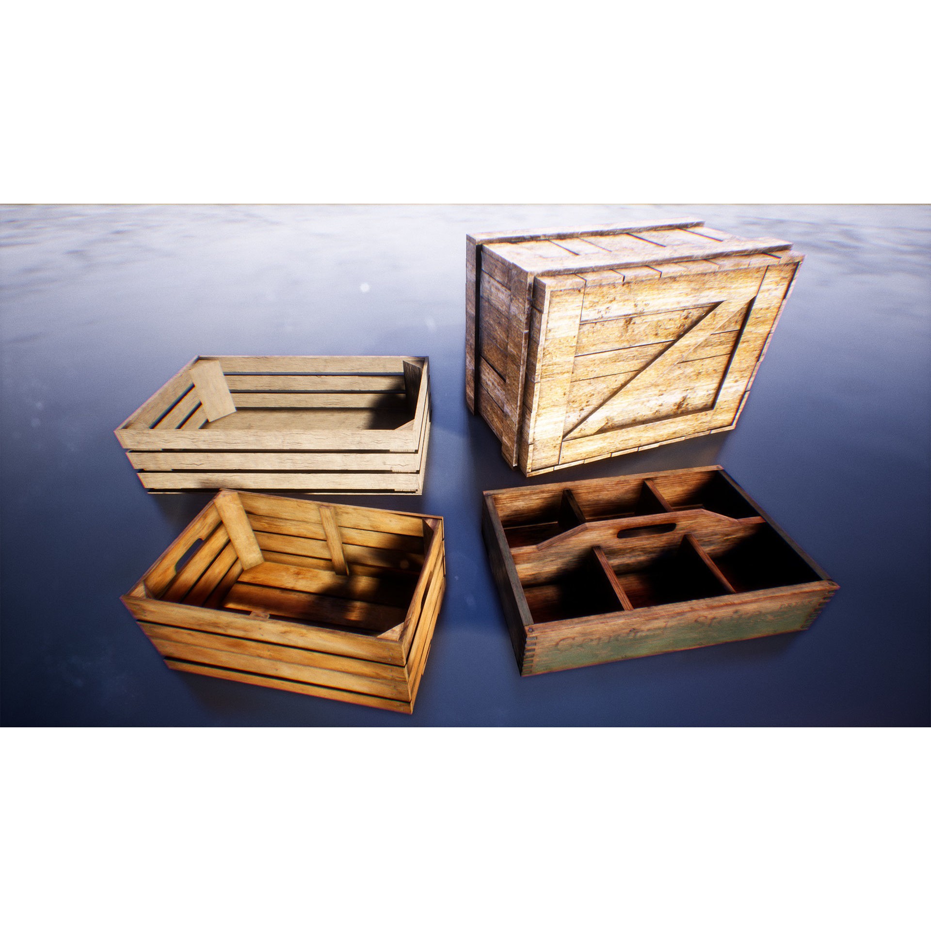 Boxes and Crates - Low-Poly Game-Ready 3D Model - View 11