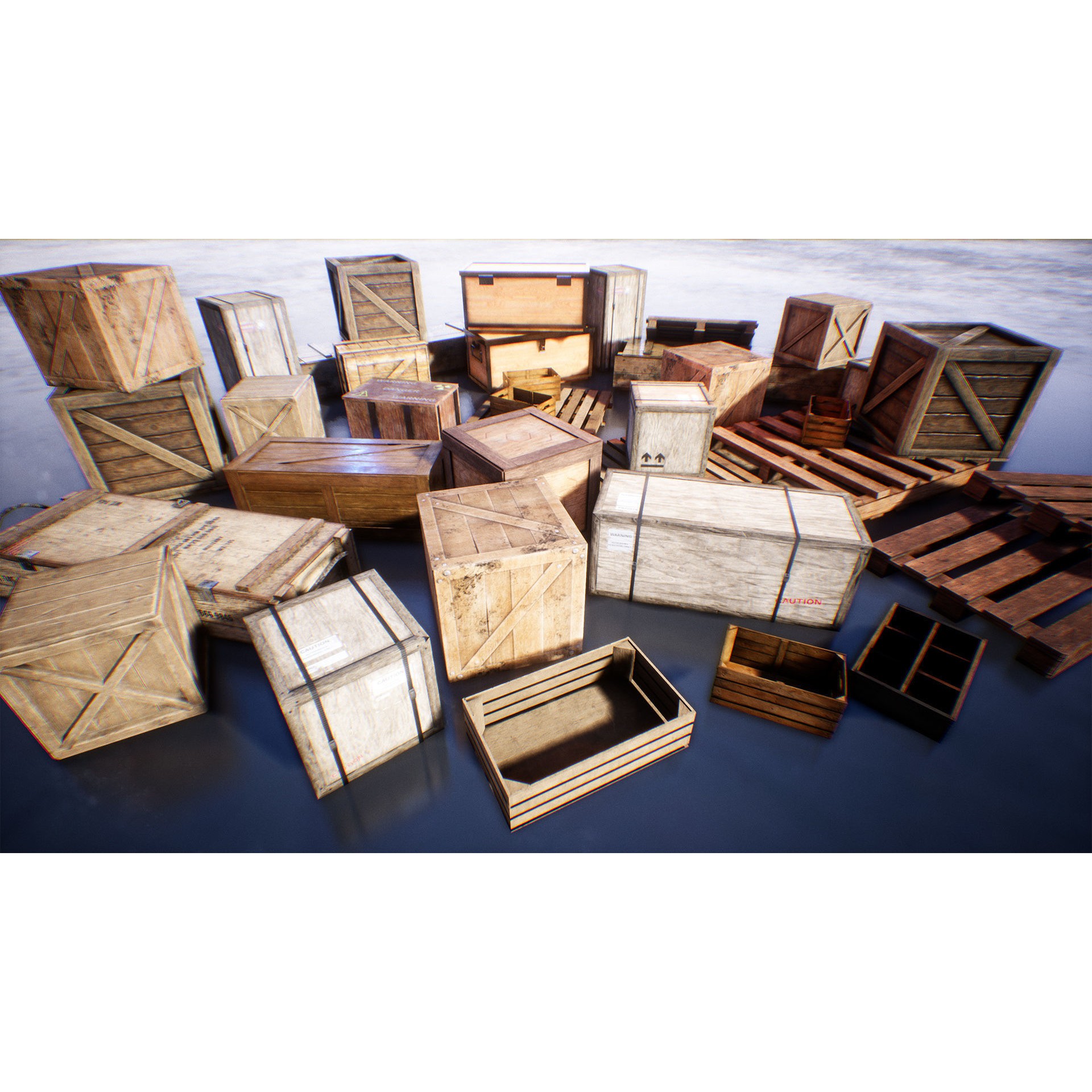 Boxes and Crates - Low-Poly Game-Ready 3D Model - View 4