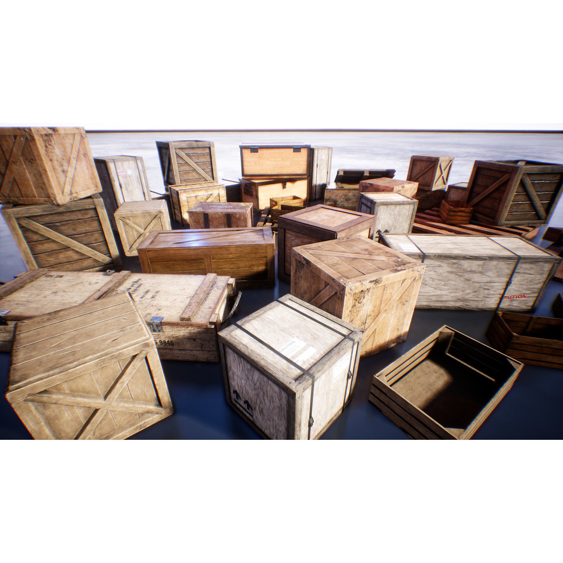 Boxes and Crates - Low-Poly Game-Ready 3D Model - View 5