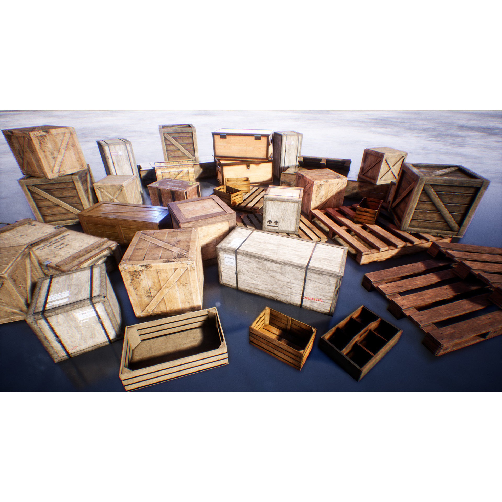 Boxes and Crates - Low-Poly Game-Ready 3D Model - View 6