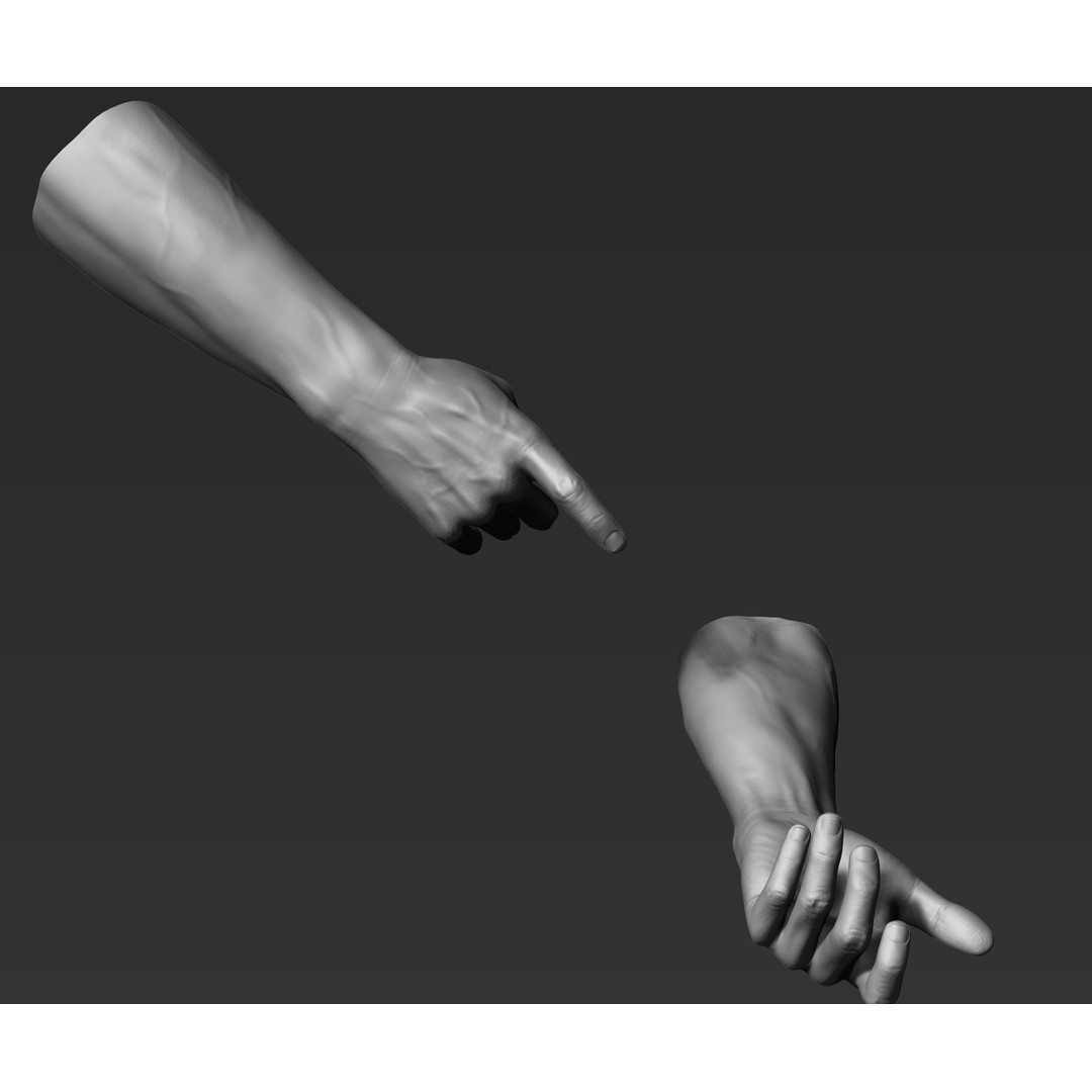 3D Printable Male Hands 3D Model – Realistic Poses Pack, STL/OBJ