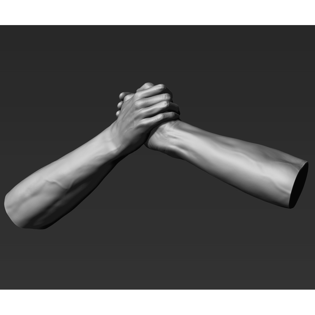 3D Printable Male Hands 3D Model – Realistic Poses Pack, STL/OBJ - View 10