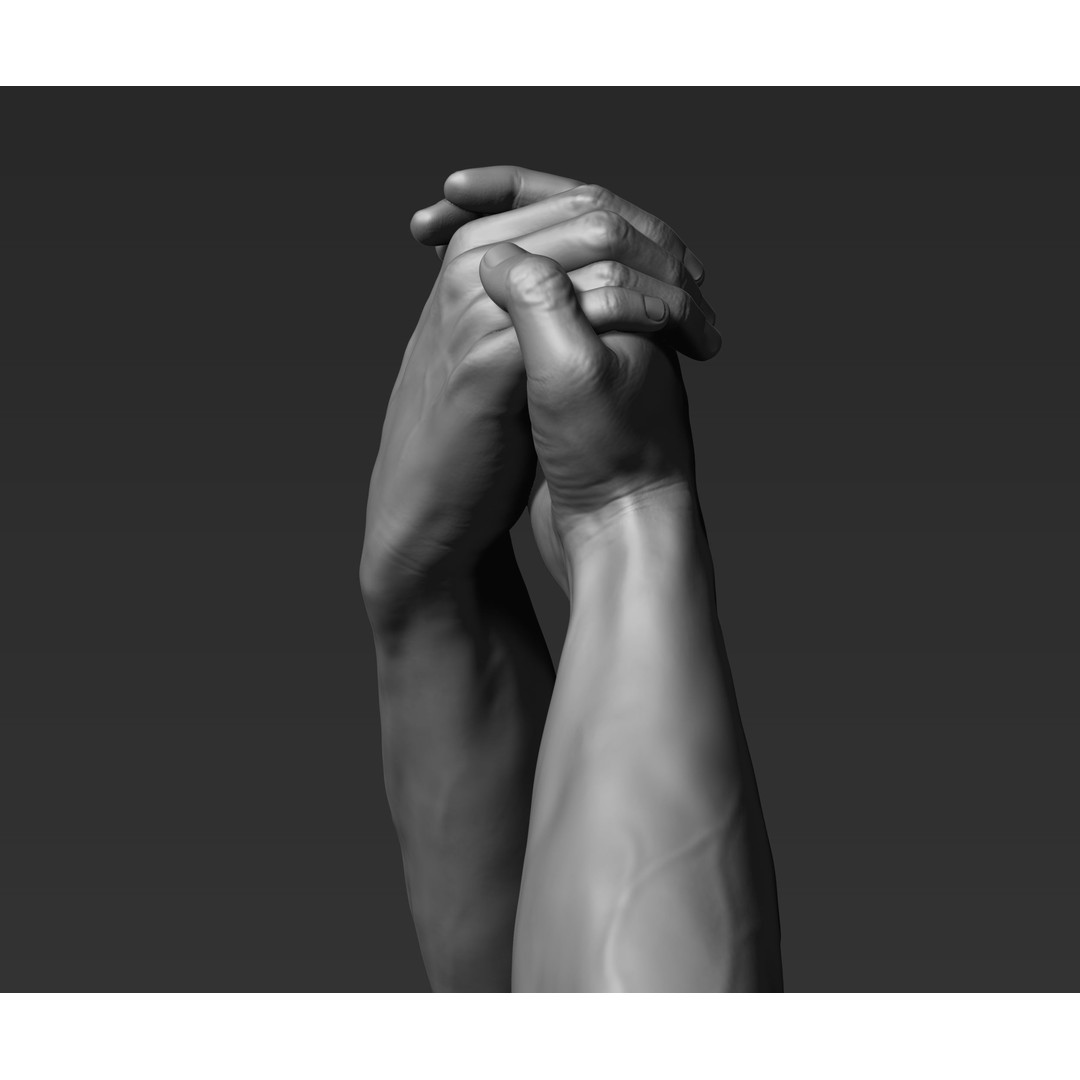 3D Printable Male Hands 3D Model – Realistic Poses Pack, STL/OBJ - View 11