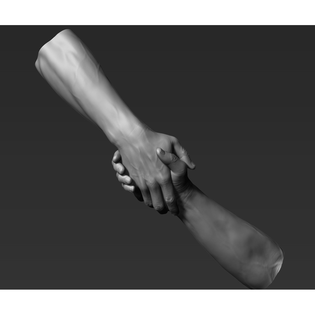 3D Printable Male Hands 3D Model – Realistic Poses Pack, STL/OBJ - View 12