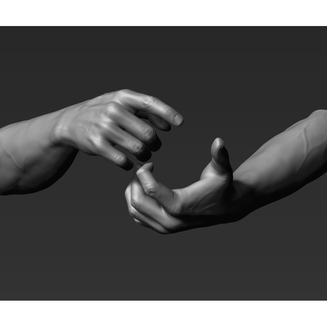 3D Printable Male Hands 3D Model – Realistic Poses Pack, STL/OBJ - View 13