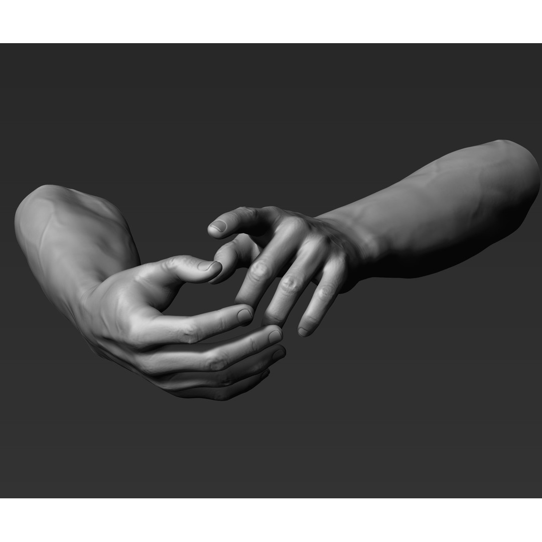 3D Printable Male Hands 3D Model – Realistic Poses Pack, STL/OBJ - View 14