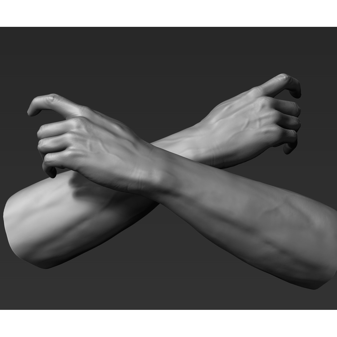 3D Printable Male Hands 3D Model – Realistic Poses Pack, STL/OBJ - View 16