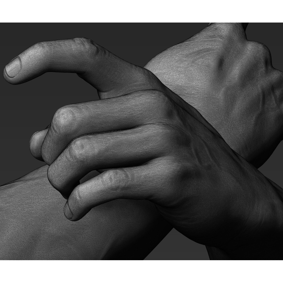 3D Printable Male Hands 3D Model – Realistic Poses Pack, STL/OBJ - View 17