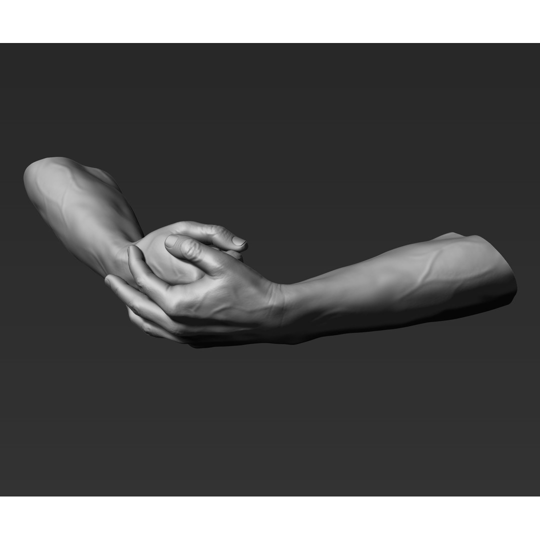 3D Printable Male Hands 3D Model – Realistic Poses Pack, STL/OBJ - View 18