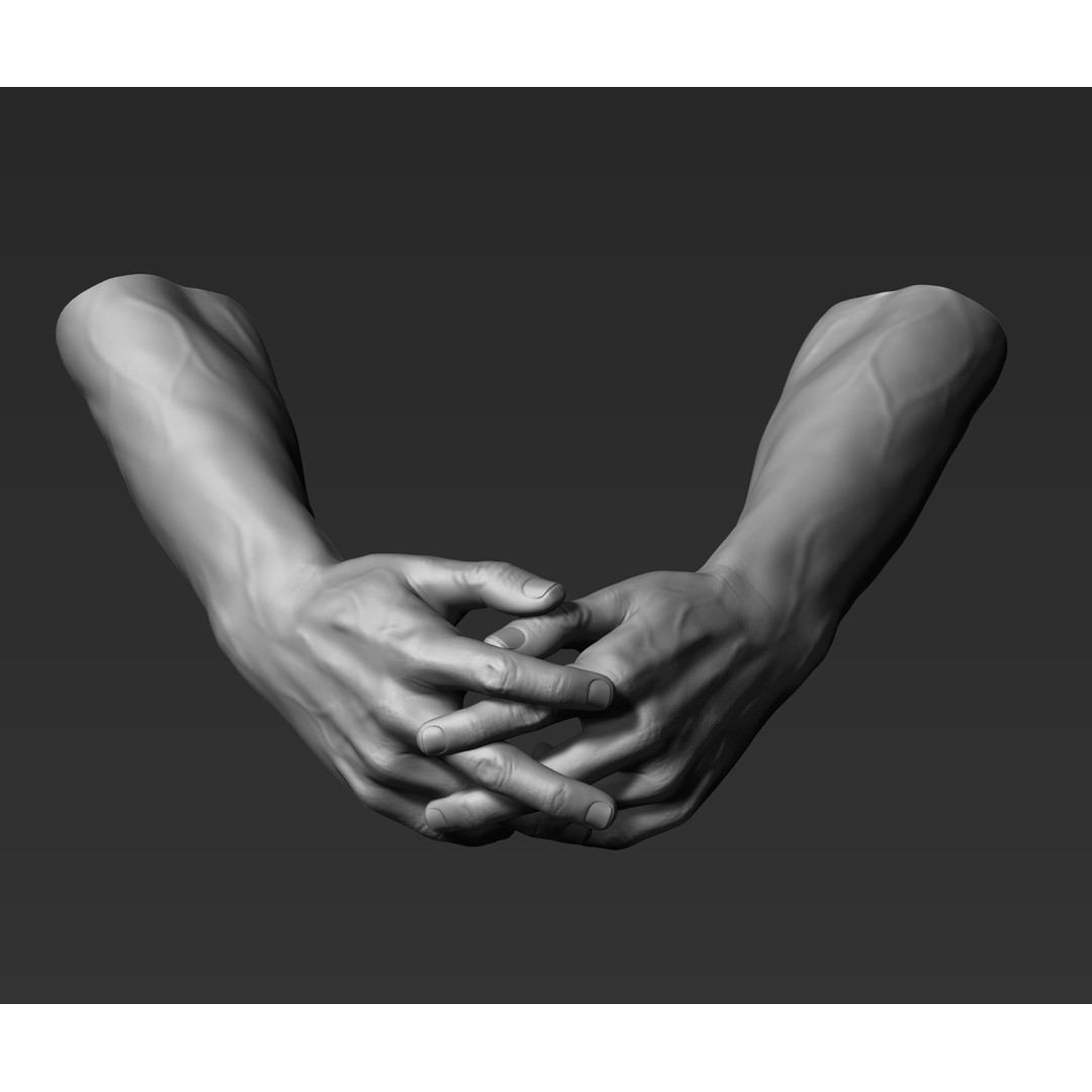 3D Printable Male Hands 3D Model – Realistic Poses Pack, STL/OBJ - View 21