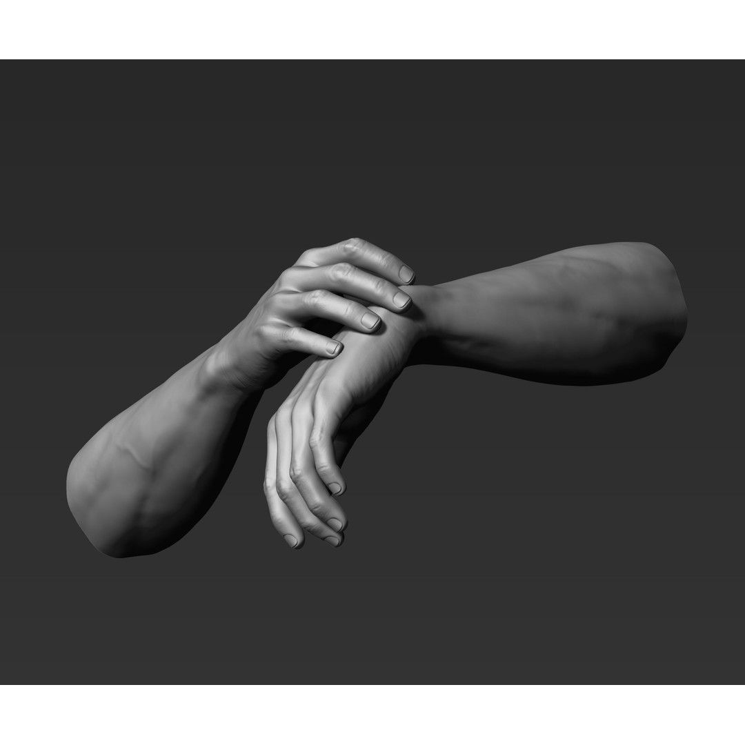 3D Printable Male Hands 3D Model – Realistic Poses Pack, STL/OBJ - View 22