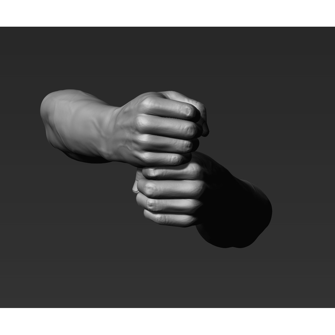 3D Printable Male Hands 3D Model – Realistic Poses Pack, STL/OBJ - View 23