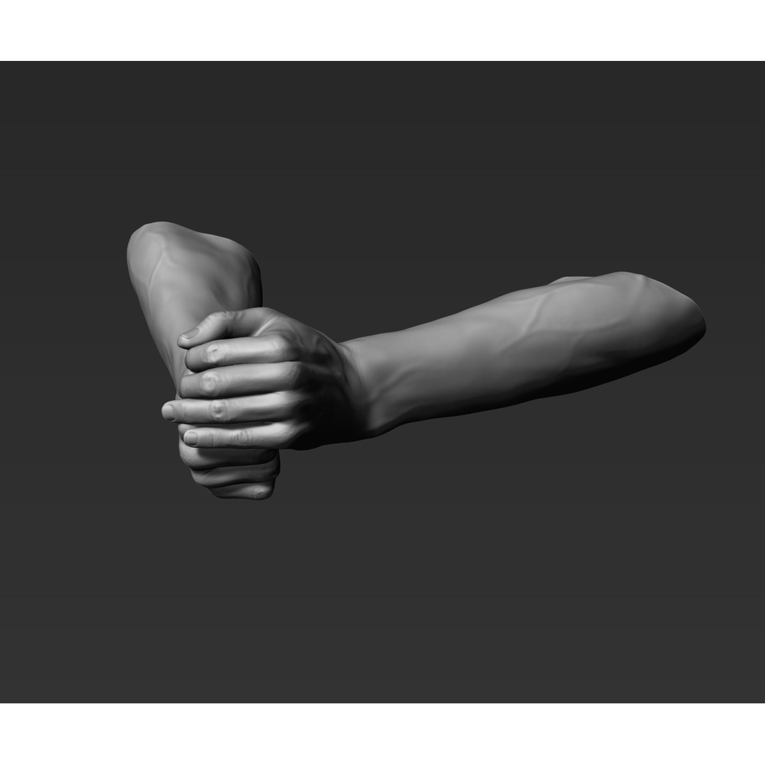 3D Printable Male Hands 3D Model – Realistic Poses Pack, STL/OBJ - View 4