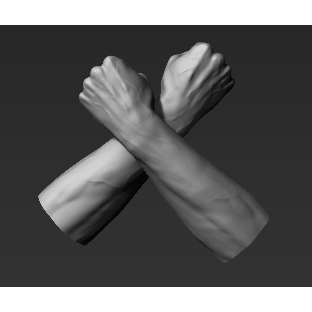 3D Printable Male Hands 3D Model – Realistic Poses Pack, STL/OBJ - View 9
