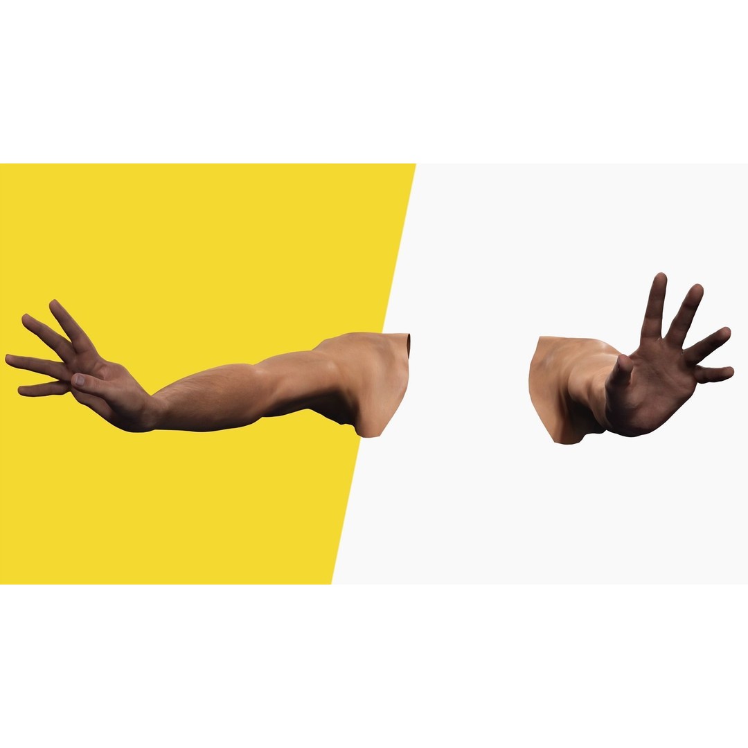 Rigged VR Hands 3D Model – Low Poly Character with PBR Textures, FBX - View 7