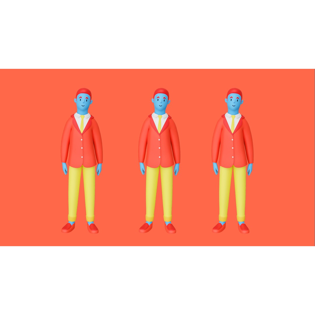 Casual Characters 3D Model – Low Poly Stylized Character Pack, FBX & OBJ - View 15