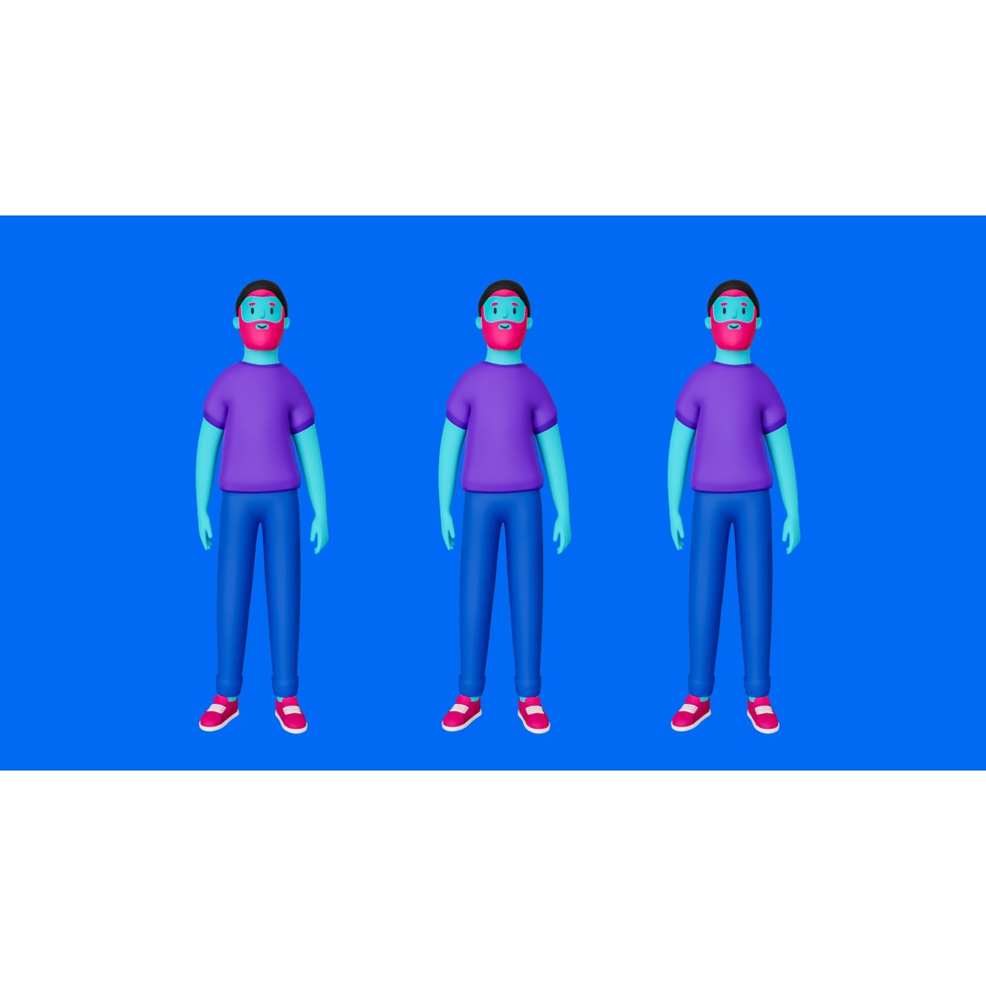 Casual Characters 3D Model – Low Poly Stylized Character Pack, FBX & OBJ - View 16