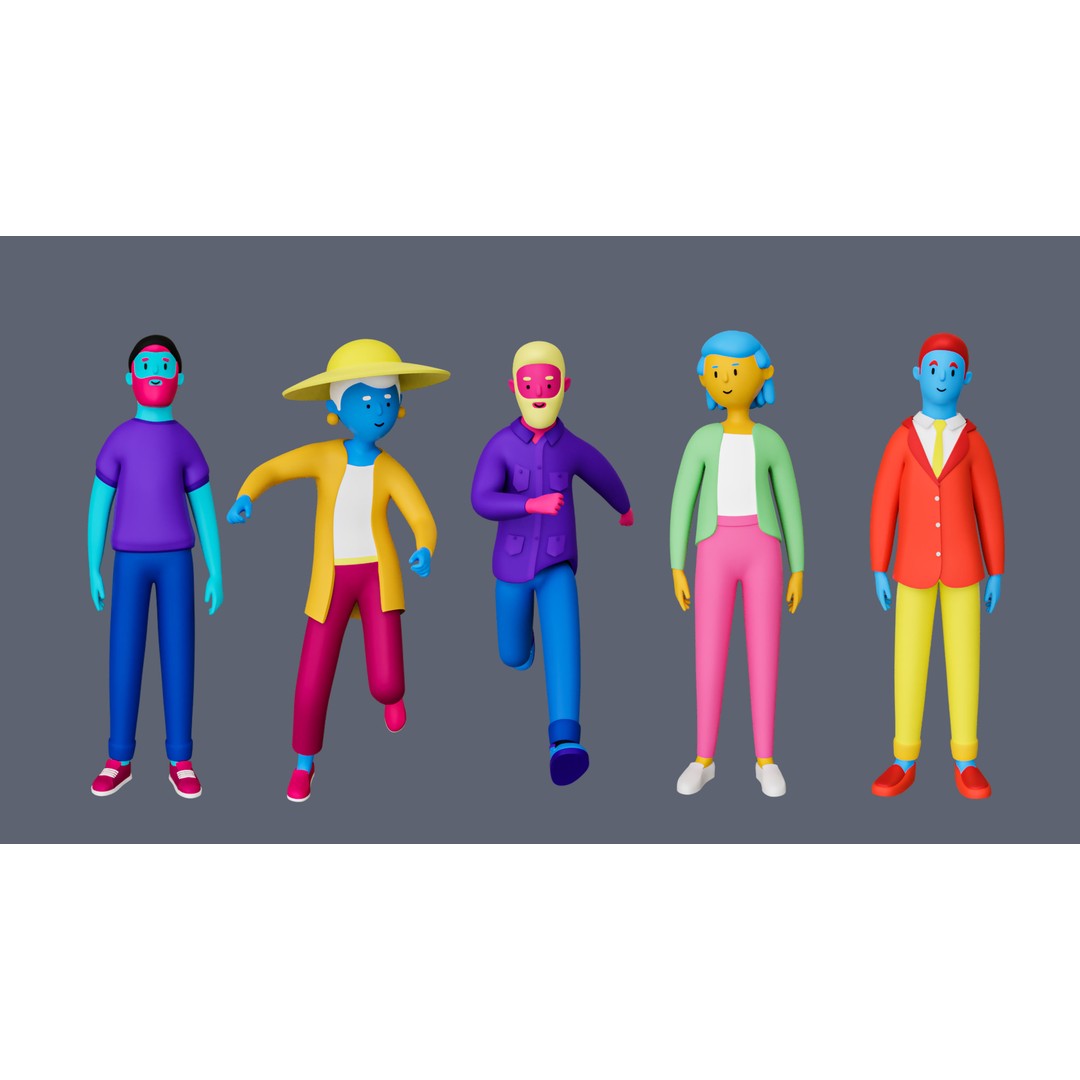 Casual Characters 3D Model – Low Poly Stylized Character Pack, FBX & OBJ - View 7