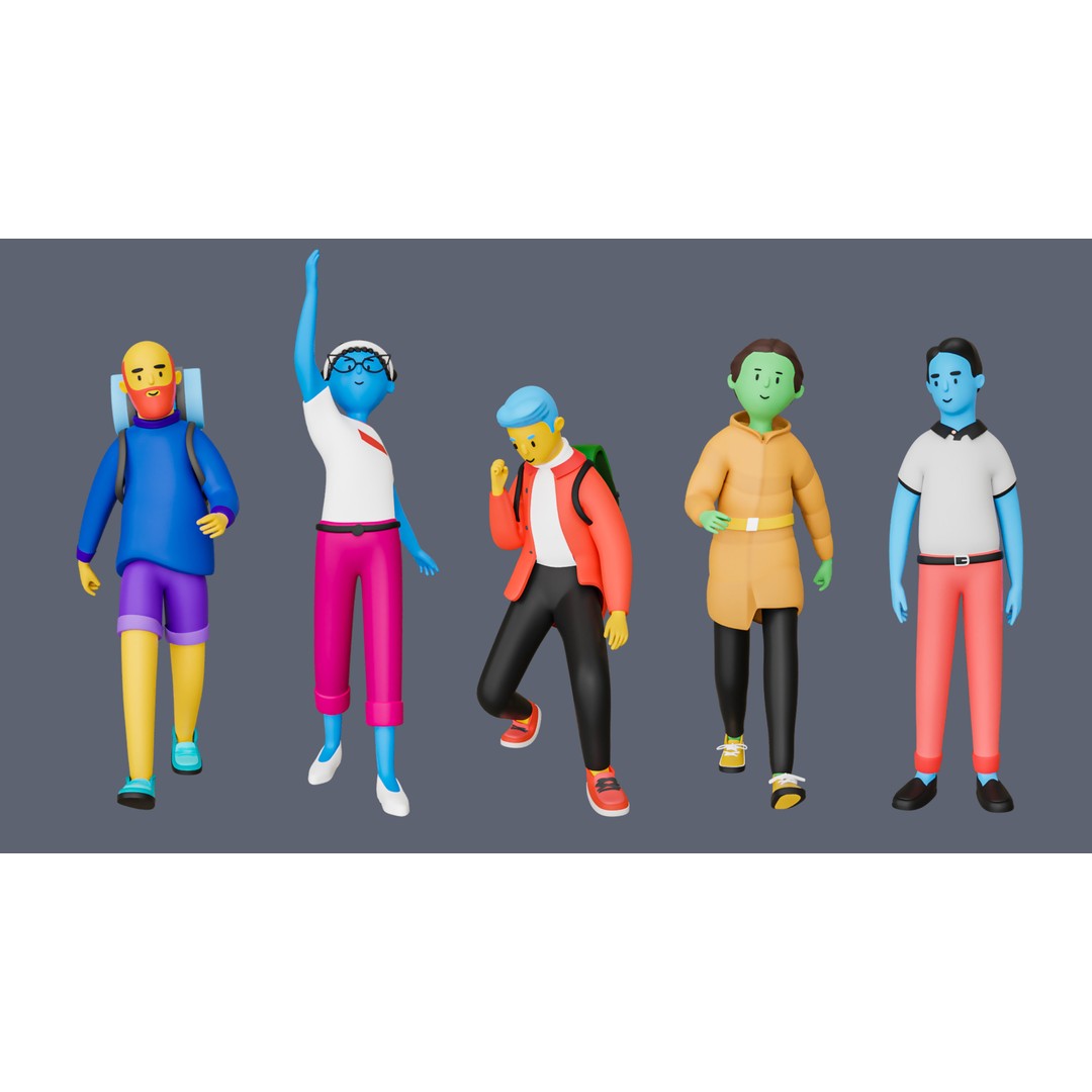 Casual Characters 3D Model – Low Poly Stylized Character Pack, FBX & OBJ - View 8