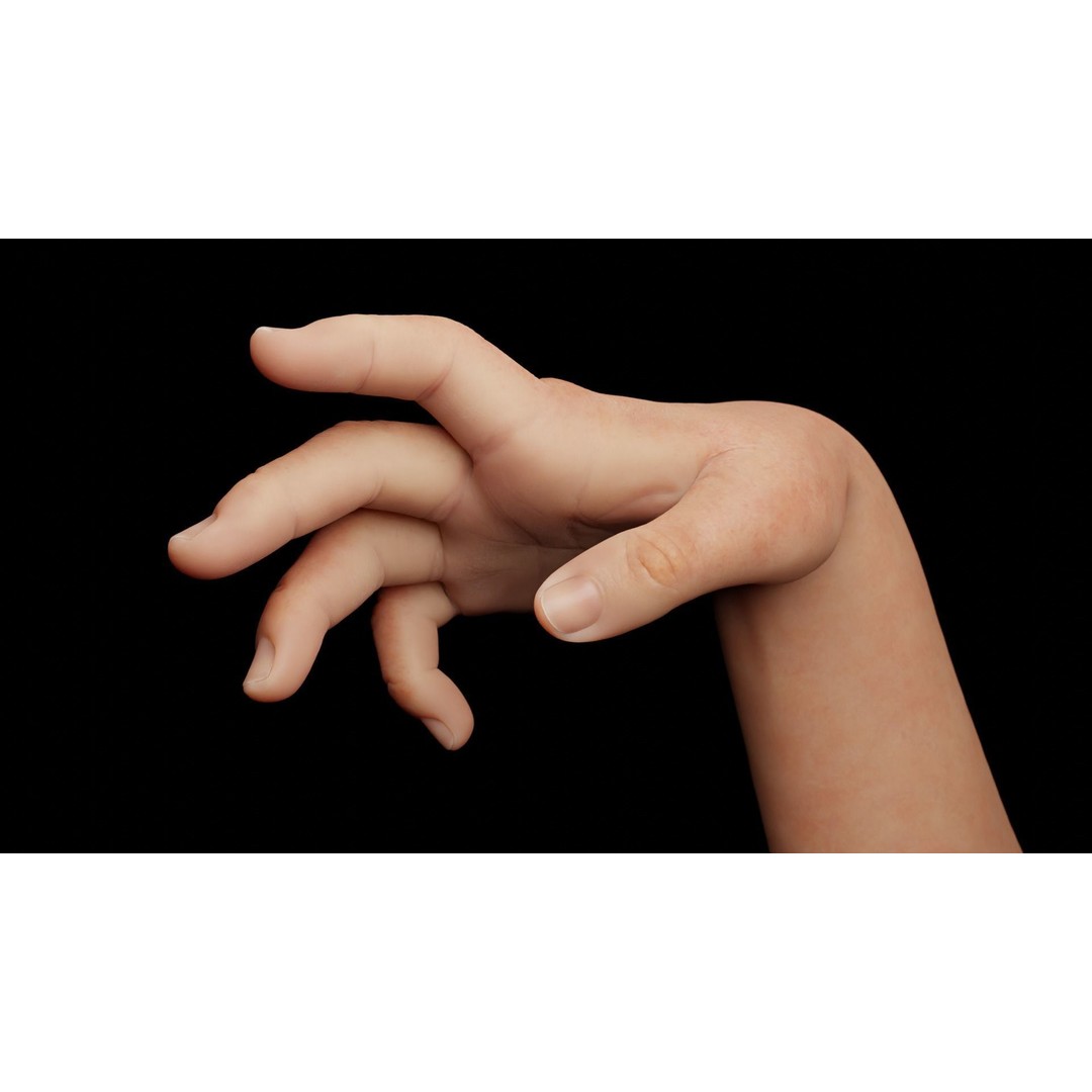 Right Hand 3D Model – Rigged Low-Poly Character Asset, FBX - View 3