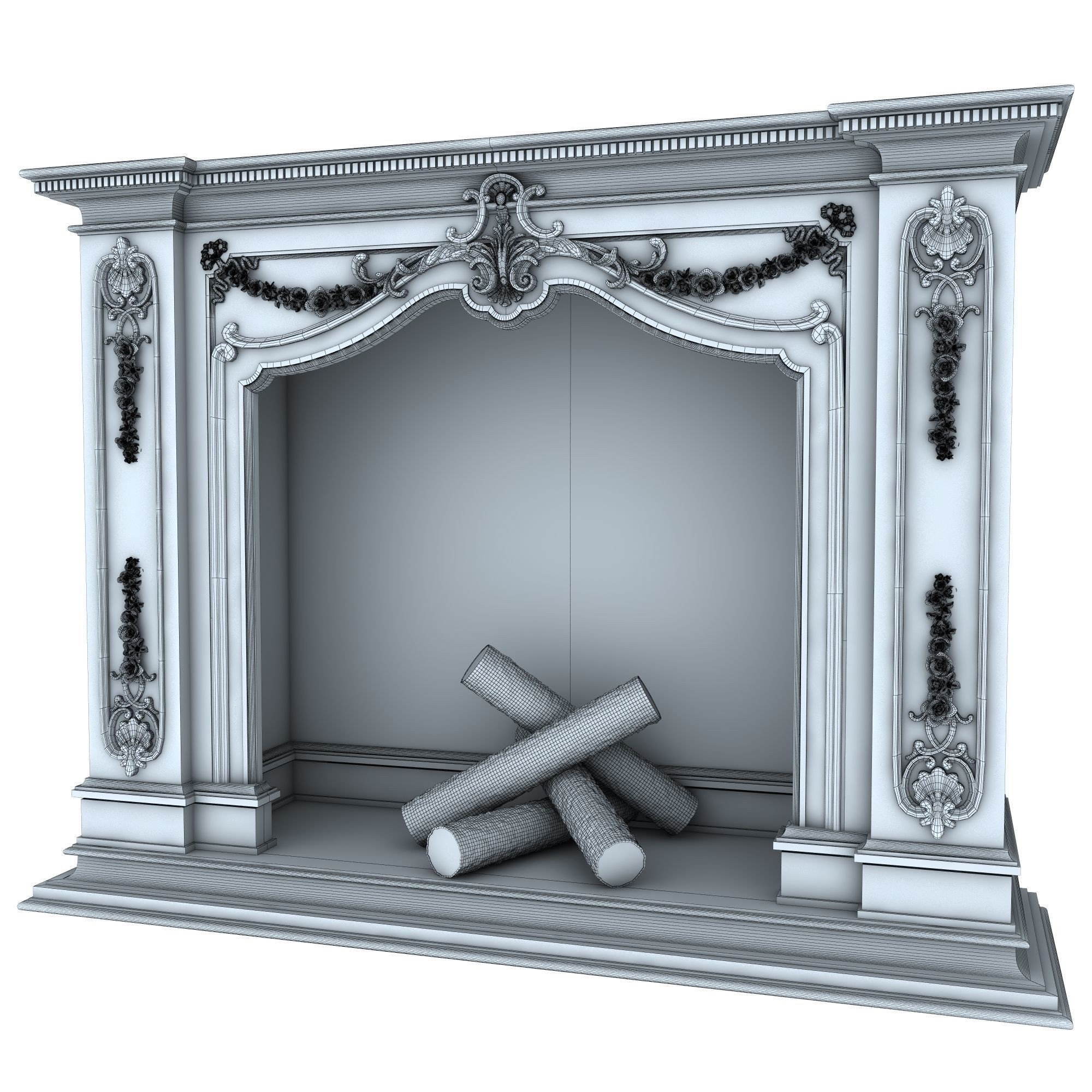 Classical Fireplace Set - Game-Ready 3D Model - View 10