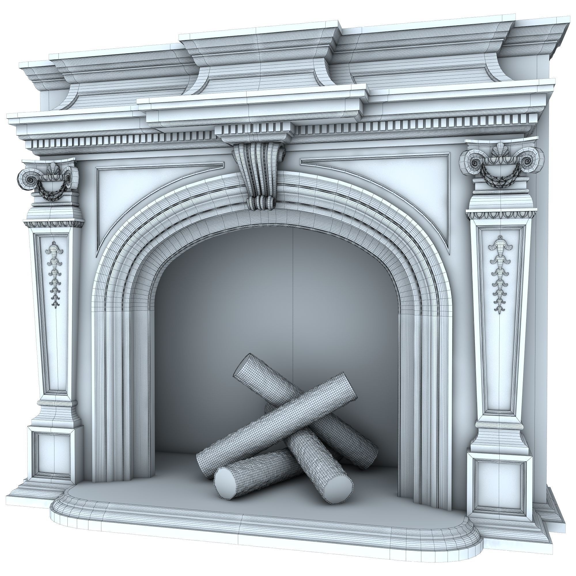 Classical Fireplace Set - Game-Ready 3D Model - View 11