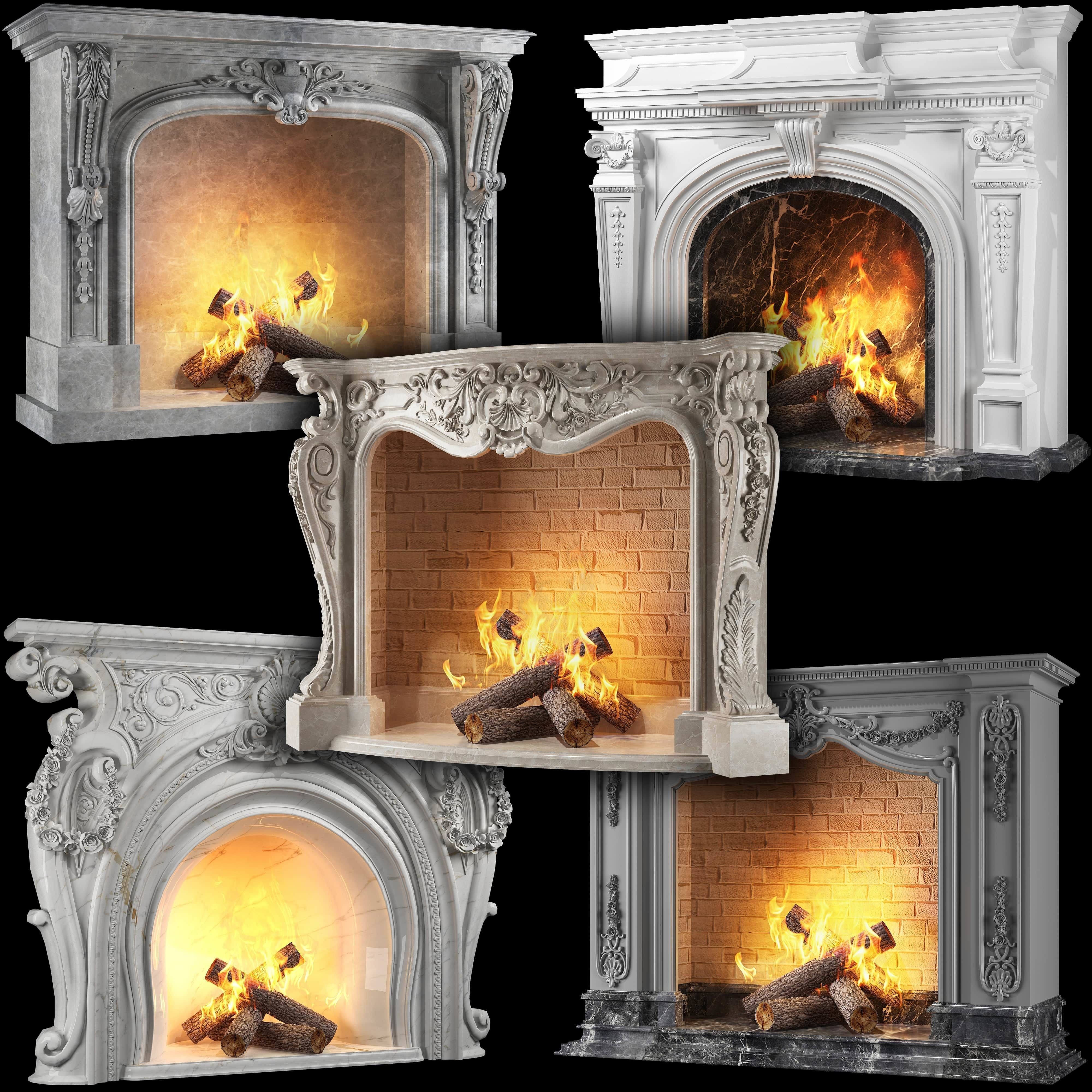Classical Fireplace Set - Game-Ready 3D Model - View 15