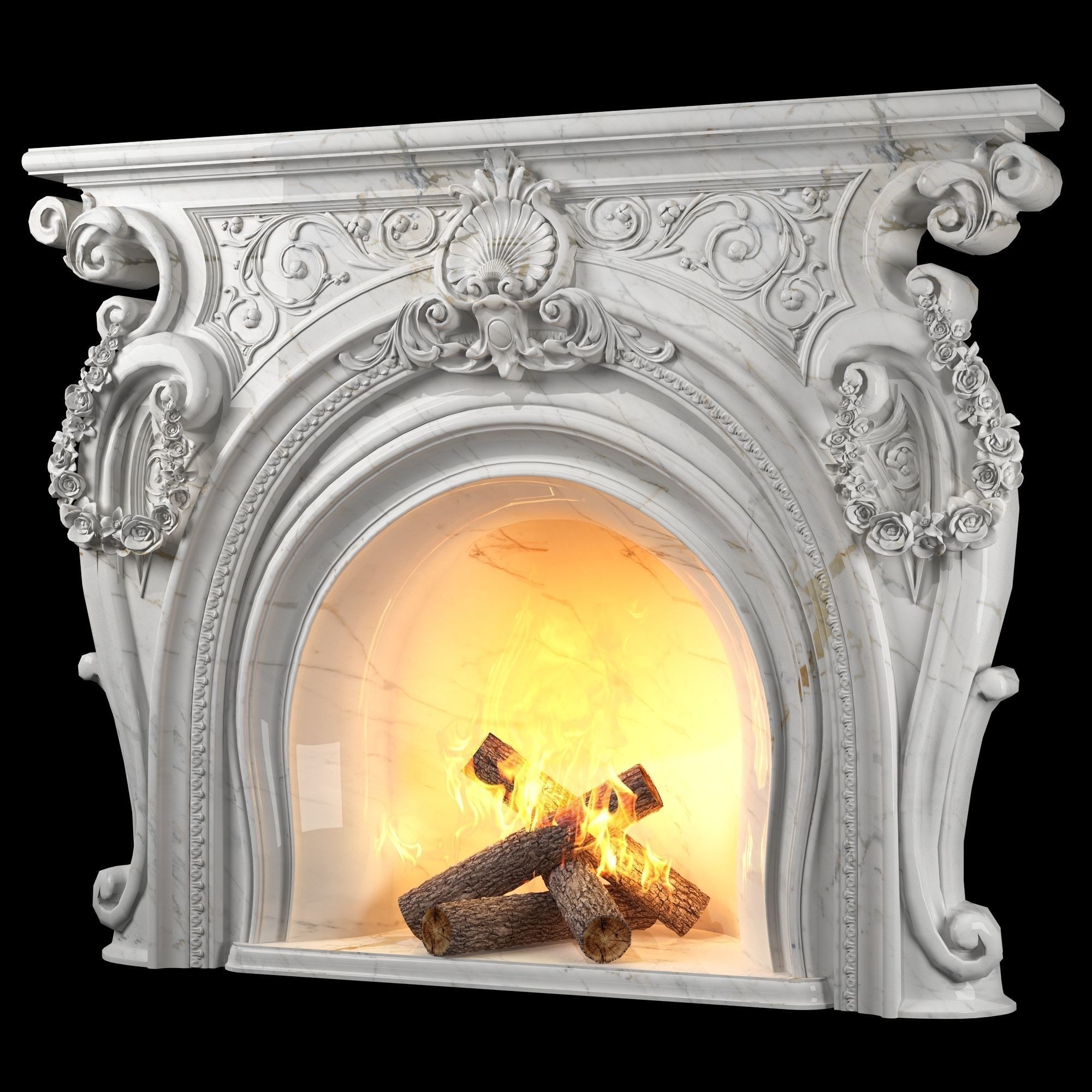Classical Fireplace Set - Game-Ready 3D Model - View 22