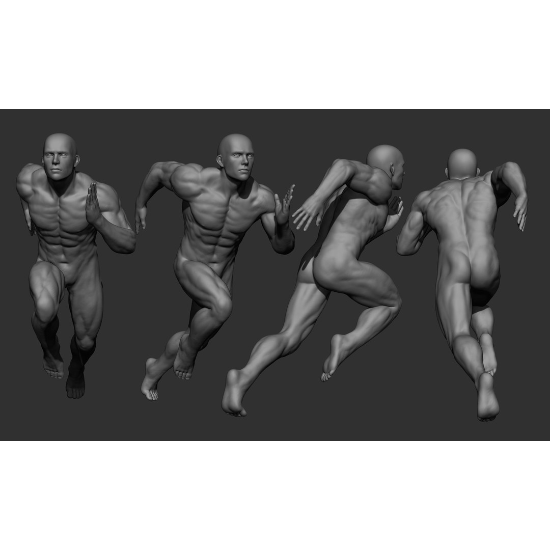 Male Full Body Poses 3D Model – High Poly ZBrush Sculpt, FBX, OBJ - View 14