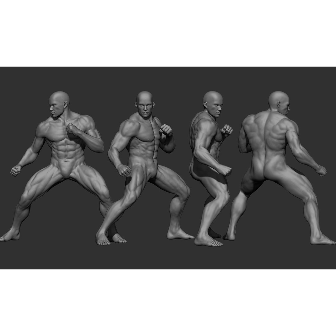 Male Full Body Poses 3D Model – High Poly ZBrush Sculpt, FBX, OBJ - View 19